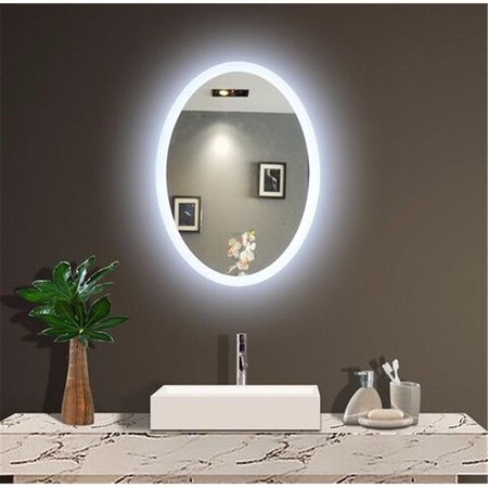 PERFECTPILLOWS 28 x 2 x 20 in. Oval Mirror with 6000K LED Backlight PE2477746